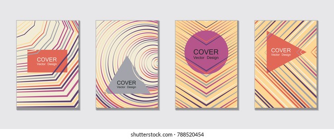 Flyer brochure leaflet poster cover design layout vector templates set in A4 size. Cover for annual report brochure flyer template design. A4 vector newsletter. Geometric shapes and halftone lines.