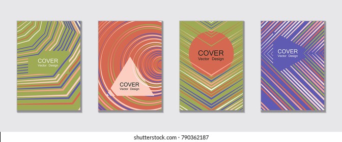 Flyer brochure leaflet poster cover design layout vector templates set in A4 size. Cover for annual report brochure flyer template design. A4 vector newsletter. Geometric shapes and halftone lines.