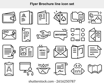 Flyer Brochure Line Icons Set Vector Graphic