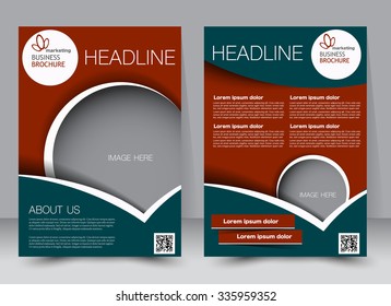 Flyer, brochure, magazine cover template design for education, presentation, website. Green and red color. Editable vector illustration. Abstract background.