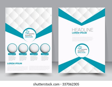 Flyer, brochure, magazine cover template design for education, presentation, website. Blue color. Editable vector illustration.