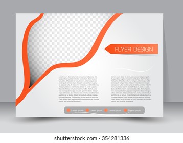 Flyer, brochure, magazine cover template design landscape orientation for education, presentation, website. Orange color. Editable vector illustration.