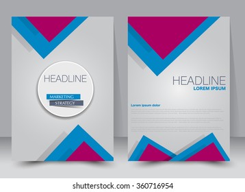 Flyer, brochure, magazine cover template design for education, presentation, website. Red and blue color. Editable vector illustration.