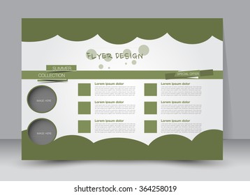 Flyer, brochure, magazine cover template design landscape orientation for education, presentation, website. Green color. Editable vector illustration.