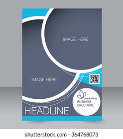 Flyer, brochure, magazine cover template design for education, presentation, website. Blue and grey color. Editable vector illustration.