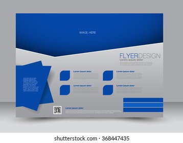 Flyer, brochure, magazine cover template design landscape orientation for education, presentation, website. Blue color. Editable vector illustration.