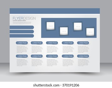 Flyer, brochure, magazine cover template design landscape orientation for education, presentation, website. Blue color. Editable vector illustration.