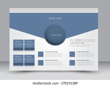 Flyer, brochure, magazine cover template design landscape orientation for education, presentation, website. Blue color. Editable vector illustration.