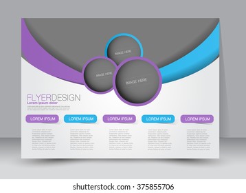 Flyer, brochure, magazine cover template design landscape orientation for education, presentation, website. Blue and purple color. Editable vector illustration.