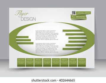 Flyer, brochure, magazine cover template design landscape orientation for education, presentation, website. Green color. Editable vector illustration.