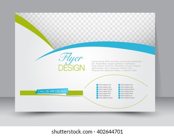 Flyer, brochure, magazine cover template design landscape orientation for education, presentation, website. Green and blue color. Editable vector illustration.