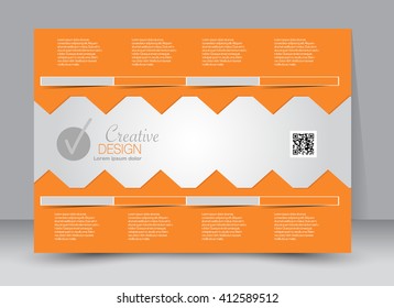 Flyer, brochure, magazine cover template design landscape orientation for education, presentation, website. Orange color. Editable vector illustration.