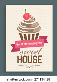 Flyer, brochure and menu card design for sweet house with cupcake design.