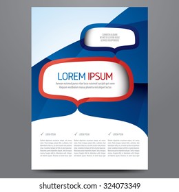 Volante, folleto, afiche, informe anual, portada de revista, plantilla vectorial. Diseño corporativo moderno en azul y rojo.