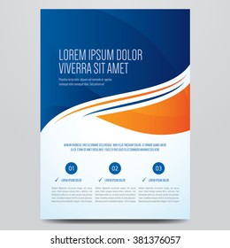 Flyer, brochure, poster, annual report, magazine cover vector template. Modern blue and orange corporate design.

