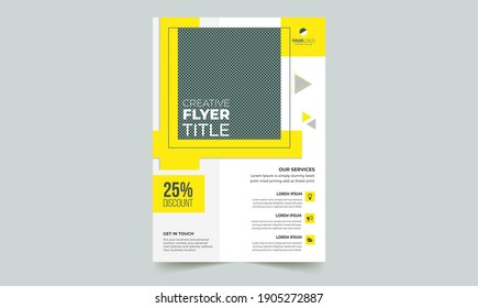 Flyer Brochure Poster Template Layout Design. Corporate Business Flyer Mockup. Creative Modern Concept with Dynamic Abstract Shapes on Flyer Background. 
