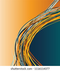 Flyer or brochure template, abstract blue and orange design