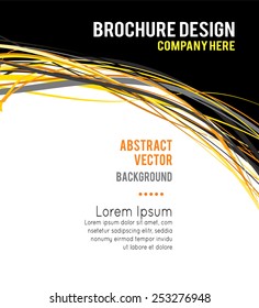 Flyer Or Brochure Template, Abstract Orange And Black Design