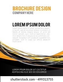 Flyer or brochure template, abstract orange and black design