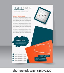 Flyer and brochure template. Annual report cover design.  Business or education poster. A4 size vector illustration.