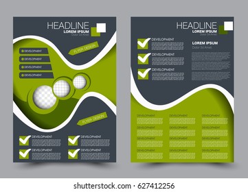 Flyer and brochure template. Annual report cover design.  Business or education poster. A4 size vector illustration. Green color