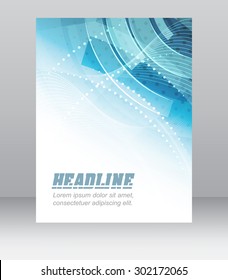 Flyer or brochure template, corporate banner, abstract blue technology design/vector illustration