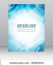 Flyer or brochure template, corporate banner, abstract blue technology design/vector illustration