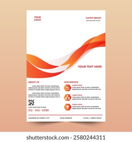 Flyer brochure template design. abstract flyer in orange color gradient, cover, A4 size