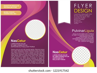 Flyer, Brochure template design, front and back. with stylish wave design, 