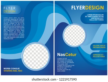 Flyer, Brochure template design, front and back. with stylish wave design, 