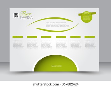 Flyer, brochure template design landscape orientation for education, presentation, website. Green color. Editable vector illustration.