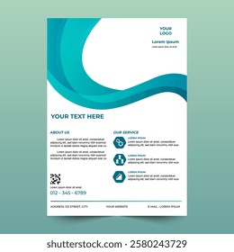Flyer brochure template design. Modern abstract flyer in green color gradient, cover, A4 size