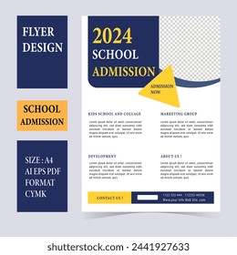 Flyer brochure template for Kids back to school education admission layout design