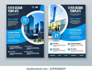 Flyer Brochure template layout design. Dark Blue Corporate business annual report, catalog, magazine, flyer mockup. Creative modern bright concept circle round shape