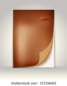 Flyer or brochure template, leather background