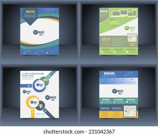 Flyer, Business Brochure, Catalog Cover Vector Design Template Set 