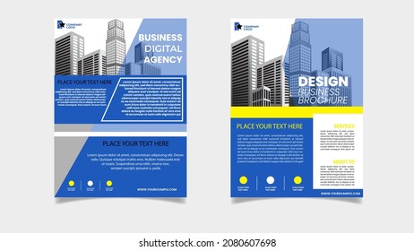 Flyer Business con combinación de formas Color transparente y línea amarilla. Apto para negocios, comunidad u organización