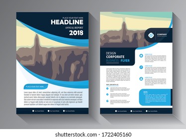 flyer business template with blue color for layout, cover, brochure, annual report, booklet, catalog