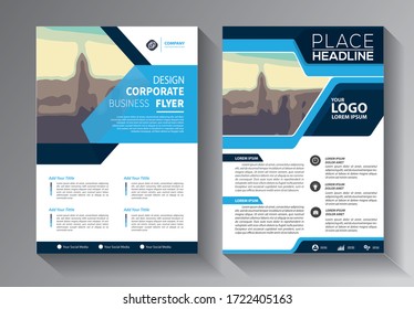 flyer business template with blue color for layout, cover, brochure, annual report, booklet, catalog