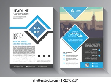 flyer business template with blue color for layout, cover, brochure, annual report, booklet, catalog