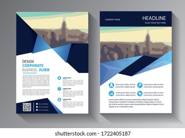 flyer business template with blue color for layout, cover, brochure, annual report, booklet, catalog