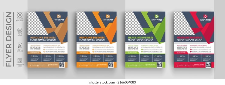 flyer business template design with blue four color for layout brochure, nice background, vector eps10