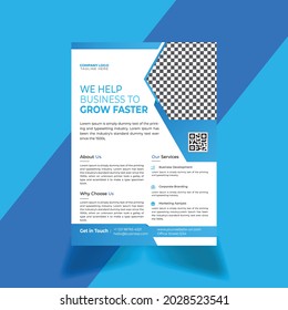 Flyer business trendy corporate style vector design with front and back pager A4 format, modern leaflet cover template