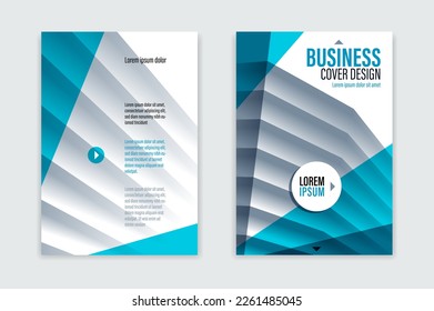 Flyer business trendy corporate style vector design with front and back pager A4 format, modern leaflet cover or presentation template, abstract background with big office building.