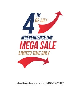 Flyer Celebrate Happy 4th of July - Independence Day with Mega sale National American holiday event. Flat Vector illustration EPS10
