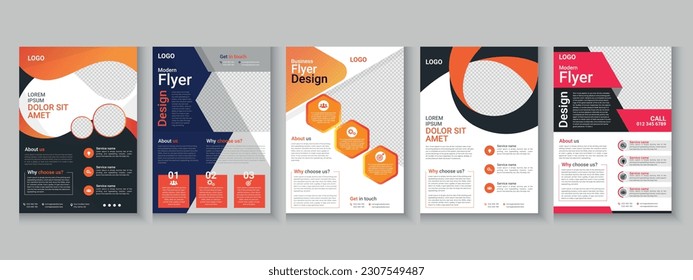 Flyer collection, flyer bundle, flyer set, brochure set, annual report, company profile, digital marketing layout, booklet brochure template design with mockup