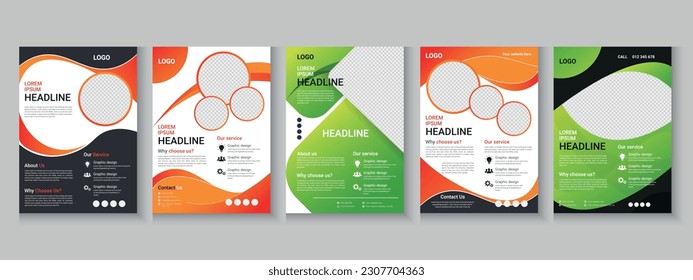 Flyer collection, flyer bundle, flyer set, brochure set, annual report, company profile, digital marketing layout, booklet brochure template design with mockup