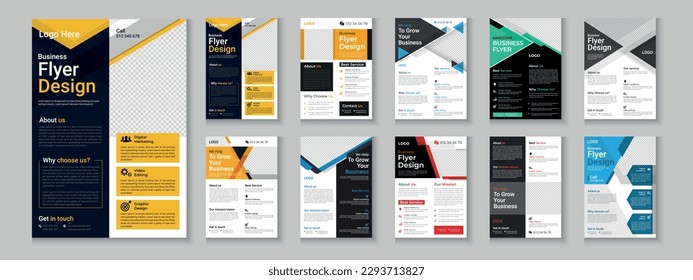 Flyer collection, business flyer bundle, corporate flyer set, a4 layout and corporate brochure set layout