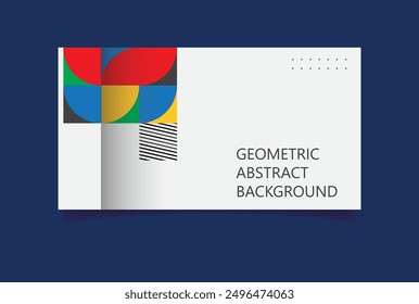 Flyer with a composition of geometrically multicolored shapes. For use in Presentation