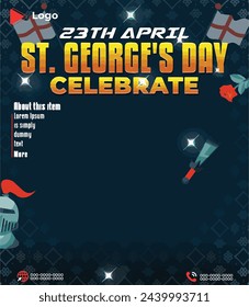 Flyer concept for st george's day with social media banner or instagram post template | st george's day celebration instagram stories Instagram and Facebook post template | St George's day 23 april